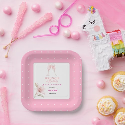 Aesthetic Brunch & Bubbly Baby Shower Invitation Paper Plates