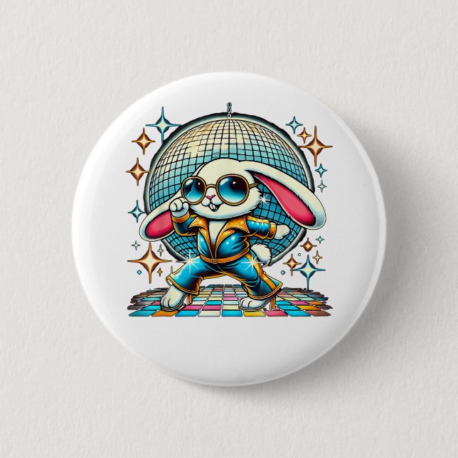 Aesthetic Bunny Disco Button (Front)