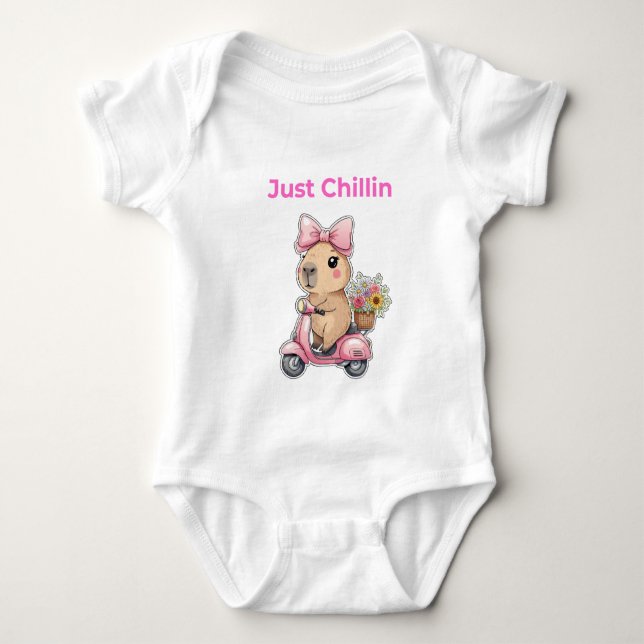 Aesthetic Capybara Just Chillin' Cute T-Shirt Baby Bodysuit (Front)