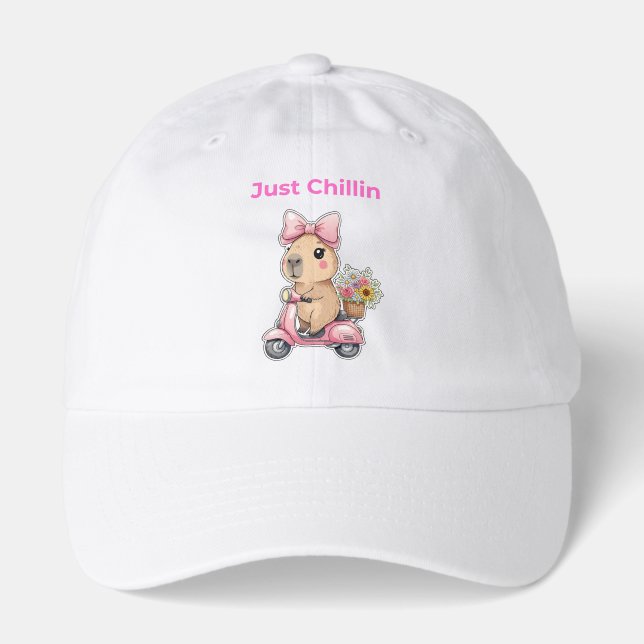 Aesthetic Capybara Just Chillin' Cute T-Shirt Hat (Front)