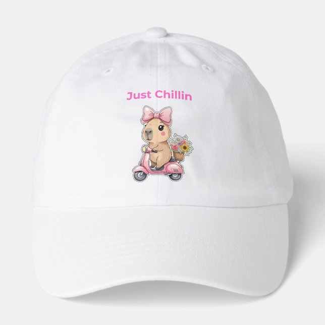 Aesthetic Capybara Just Chillin' Cute T-Shirt Hat (Front)