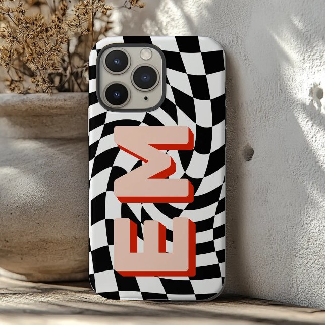 Aesthetic checkerboard Trendy Monogram Case-Mate iPhone Case (Creator Uploaded)