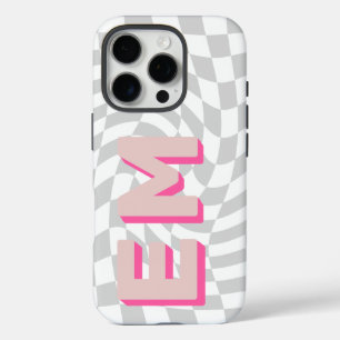 Aesthetic checkerboard Trendy Monogram iPhone 16 Pro Case