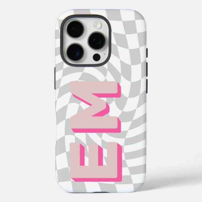 Aesthetic checkerboard Trendy Monogram Case-Mate iPhone Case (Back)
