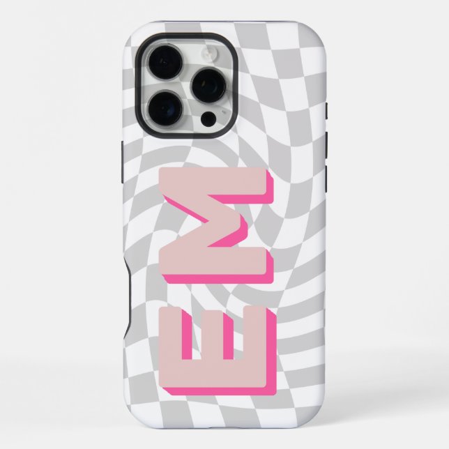 Aesthetic checkerboard Trendy Monogram Iphone Case (Back)