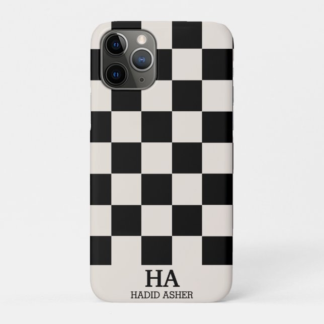Aesthetic Checkered Retro Monogrammed Initials  Case-Mate iPhone Case (Back)