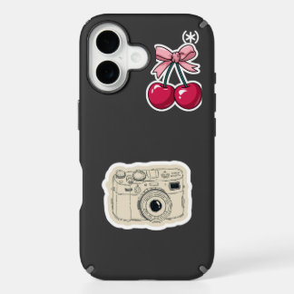 Aesthetic Cherry Bow & Vintage Camera iPhone 16  Case