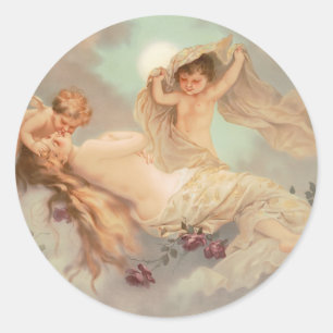 Aesthetic Cherubs print Valentines Day Classic Round Sticker