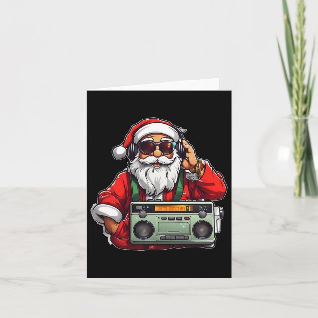 Aesthetic Christmas 90's Hip Hop Radio Santa Boomb Card (Front)