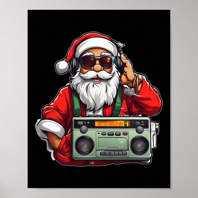 Aesthetic Christmas 90's Hip Hop Radio Santa Boomb Poster (Front)