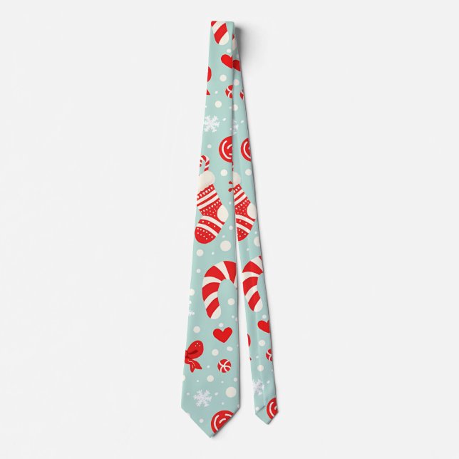 Aesthetic Christmas Pattern Candy Neck Tie (Front)