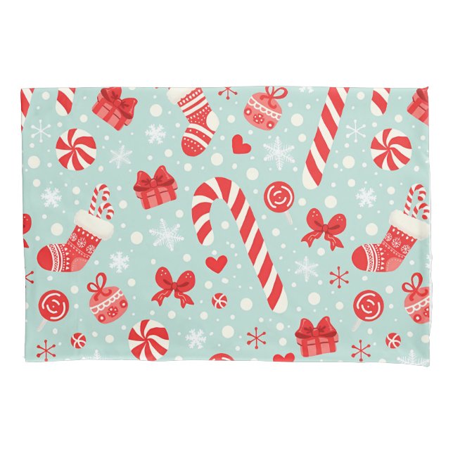 Aesthetic Christmas Pattern Candy Pillow Case (Front)