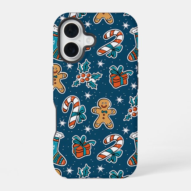 Aesthetic Christmas Pattern Santa Candy iPhone Case (Back)