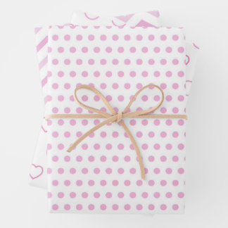 Aesthetic Christmas Pink Polka Pattern Wrapping Paper Sheets