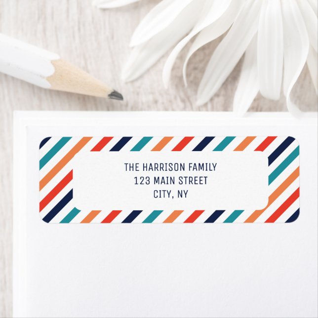 Aesthetic Christmas Retro Stripes Colorful Lines  Label (Insitu)