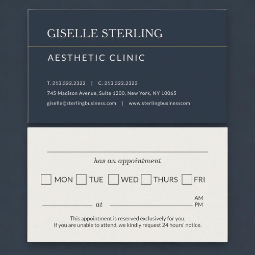 Aesthetic Clinic Office Appointment Reminder Card