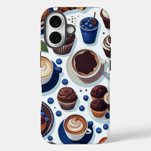 Aesthetic Coffee and Chocolate Cupcake Pattern Case-Mate iPhone Case (Back)
