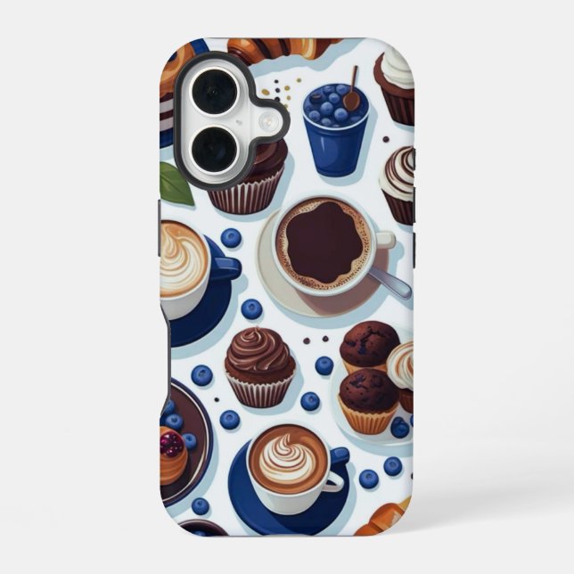 Aesthetic Coffee and Chocolate Cupcake Pattern Iphone Case (Back)