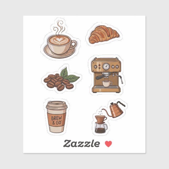 Aesthetic Coffee Shop Sticker Pack (Sheet)