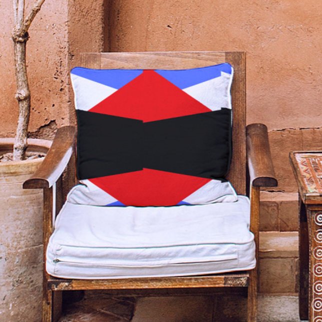Aesthetic color block Red & Blue & black & white Throw Pillow (Creator Uploaded)