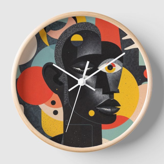 Aesthetic Colorful Abstract Dadaism  Clock (Front)