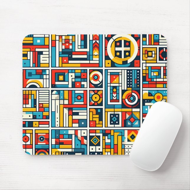 Aesthetic Colorful Geometric Pattern Mouse Pad (With Mouse)