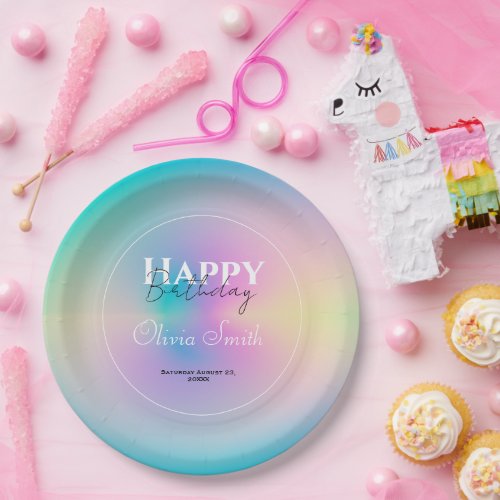 Aesthetic Colorful Positive Aura Gradient Paper Plates