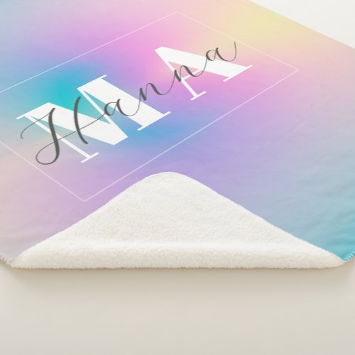 Aesthetic Colorful Positive Aura Gradient Sherpa Blanket