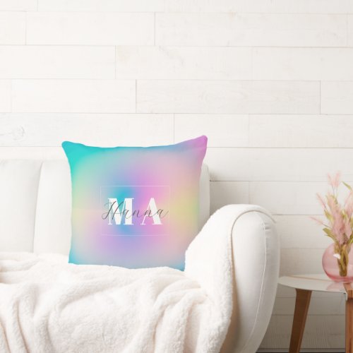 Aesthetic Colorful Positive Aura Gradient Throw Pillow