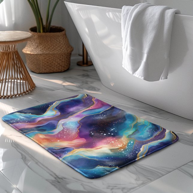 Aesthetic colorful rainbow agate glitter texture bath mat (Creator Uploaded)