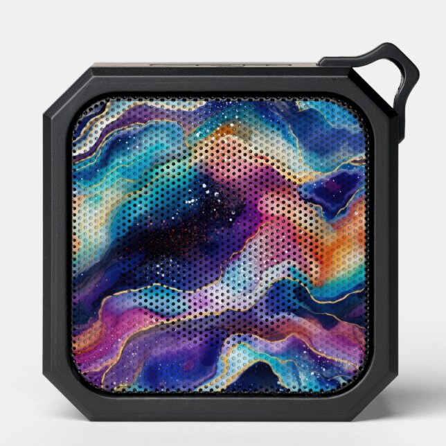 Aesthetic colorful rainbow agate glitter texture bluetooth speaker (Front)