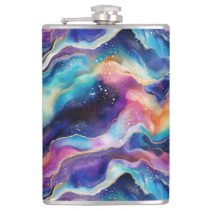 Aesthetic colorful rainbow agate glitter texture flask