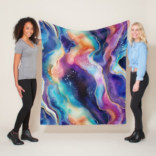 Aesthetic colorful rainbow agate glitter texture fleece blanket