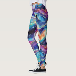 Aesthetic colorful rainbow agate glitter texture leggings
