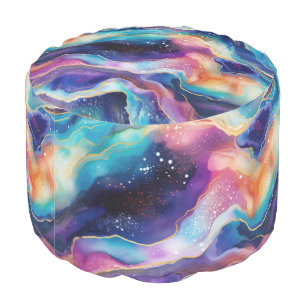 Aesthetic colorful rainbow agate glitter texture pouf