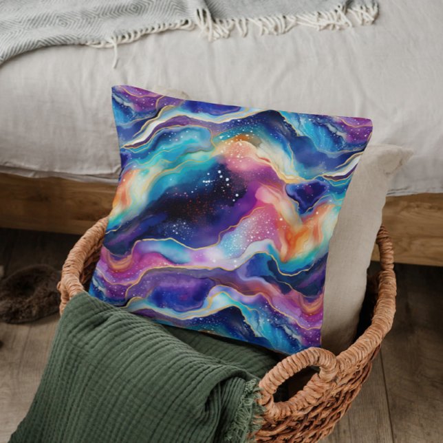 Aesthetic colorful rainbow agate glitter texture throw pillow (Creator Uploaded)