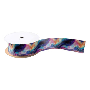 Aesthetic colorful rainbow agate modern glitter satin ribbon