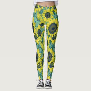 Aesthetic Colorful Sunflower Pattern  Leggings