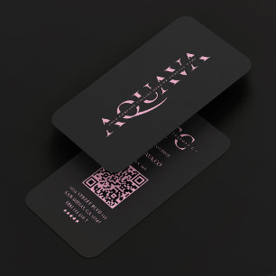 Aesthetic Company Monogram Black Pink Business Card