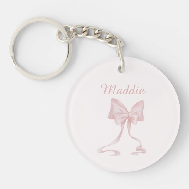  Aesthetic Coquette Personalized Name Cute ribbon  Keychain (Front)