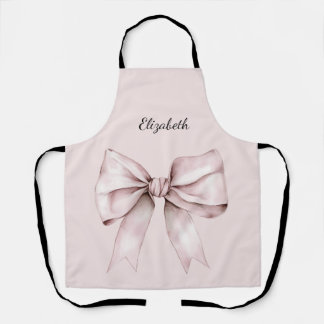 Aesthetic coquette pink bow Personalized Name Apron