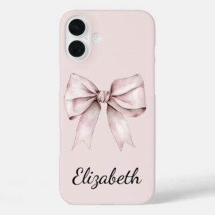 Aesthetic coquette pink bow Personalized Name iPhone 16 Plus Case