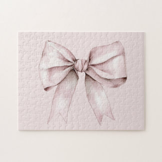 Aesthetic coquette pink bow Personalized Name  Jigsaw Puzzle