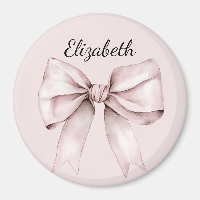 Aesthetic coquette pink bow Personalized Name Magnet (Front)