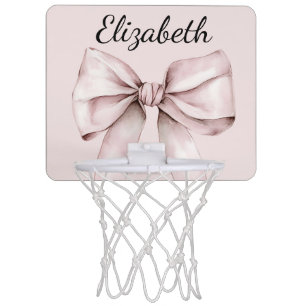 Aesthetic coquette pink bow Personalized Name Mini Basketball Hoop