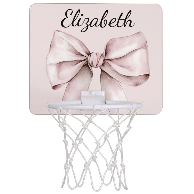 Aesthetic coquette pink bow Personalized Name  Mini Basketball Hoop (Front)