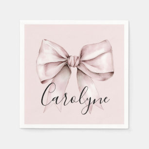 Aesthetic coquette pink bow Personalized Name Napkins