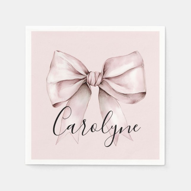 Aesthetic coquette pink bow Personalized Name Napkins (Front)
