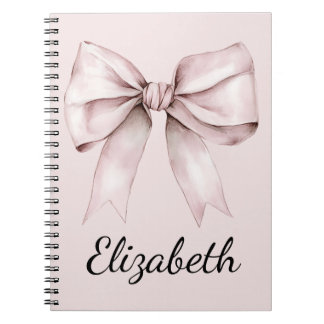 Aesthetic coquette pink bow Personalized Name  Notebook
