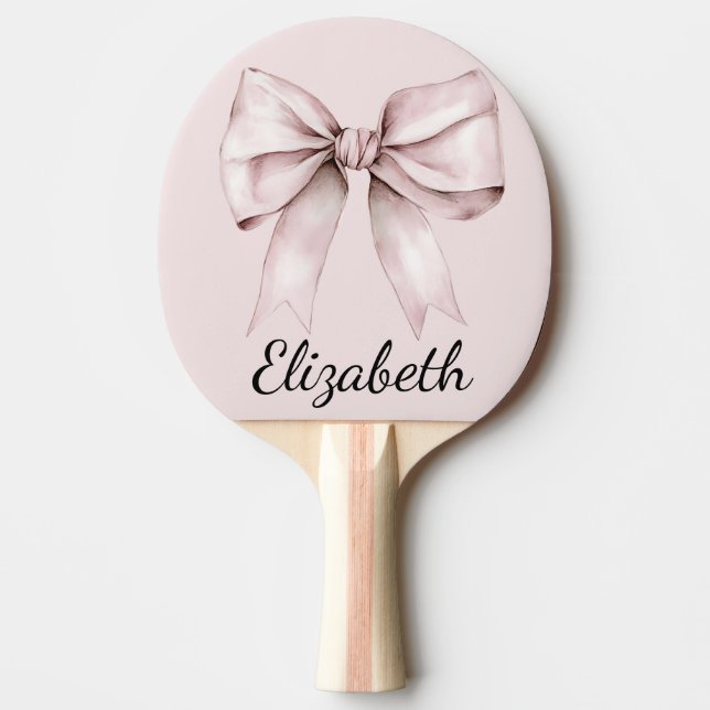 Aesthetic coquette pink bow Personalized Name Ping Pong Paddle (Front)